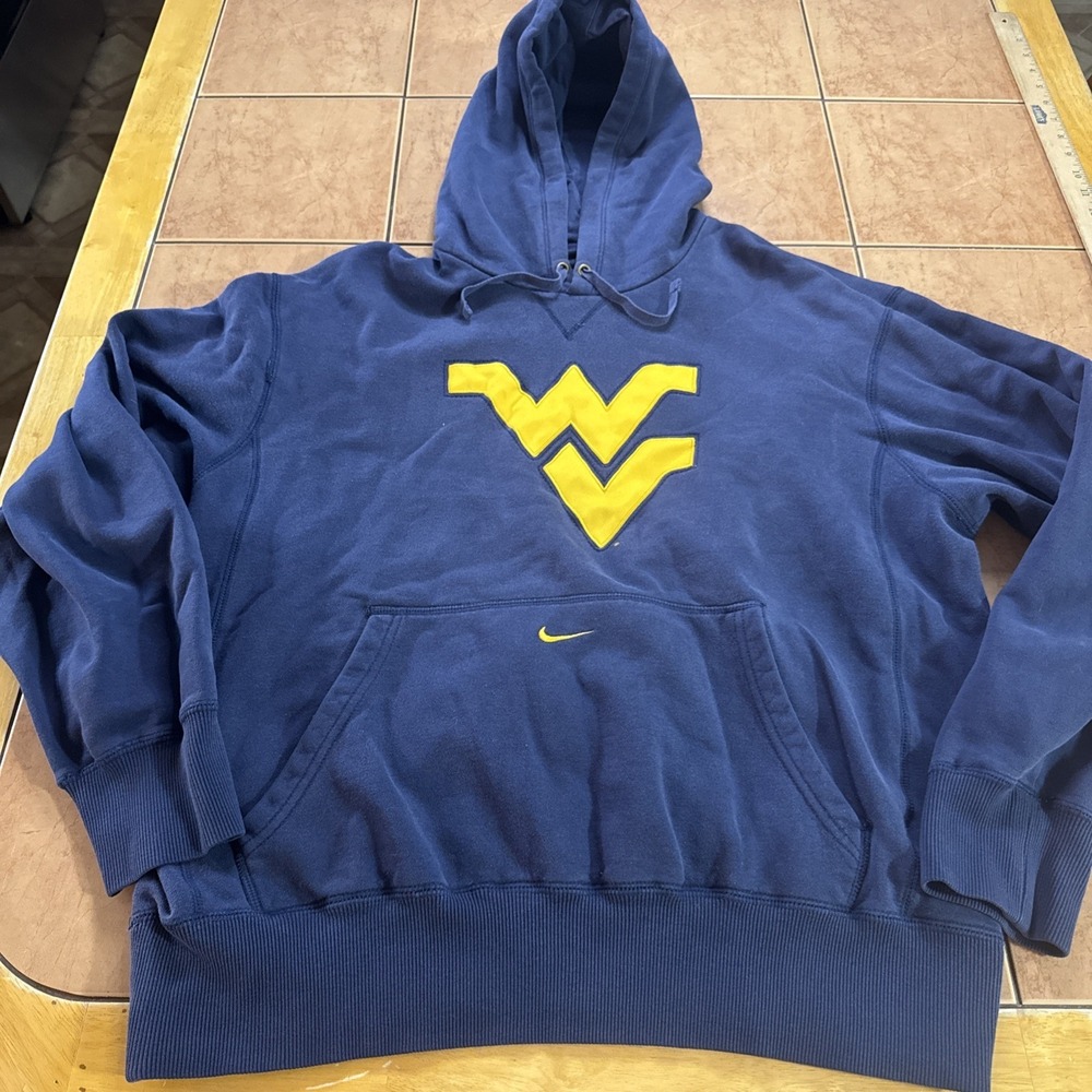 West Virginia Mountaineers Hoodie Sz Large Nike Team WVU Center Swoosh Vintage‎